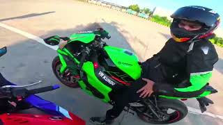 ZX10R vs CBR 1000RRR  drage race  long race [upl. by Ivah]