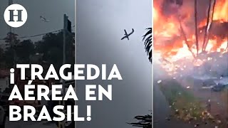 ¡Imágenes fuertes Avión con 62 pasajeros se estrella en Brasil captan momento exacto del impacto [upl. by Atsirt]