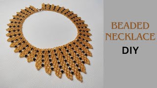 DIY how to make a beaded necklace tutorial gold bead necklace diy [upl. by Farver993]