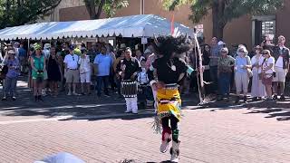 Jemez Pueblo Buffalo Dancer at Santa Fe Indian Market [upl. by Oznecniv]