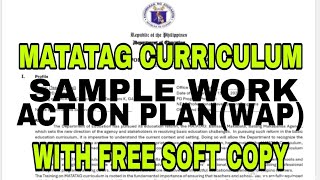 Sample Work Action Plan  Matatag Curriculum [upl. by Inaffets]