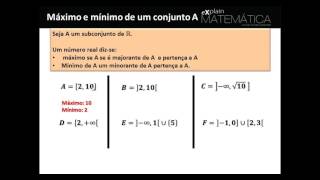 Máximo e mínimo conjunto dos majorantes e minorantes ínfimo e supremo [upl. by Naiva15]