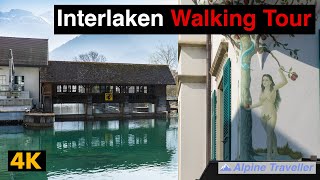 Interlaken Switzerland early spring walking tour 4K [upl. by Altheta]