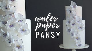 How to make nowire edible flowers for cake  Wafer Paper Pansy  Florea Cakes [upl. by Donetta]