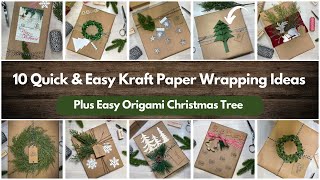 10 Quick amp Easy Kraft Paper Gift Wrap IdeasEasy Origami Christmas Tree [upl. by Pomeroy]