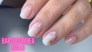 Easy baby boomer nail manicure tutorial using rubber base french ombre on short nails  ombre nails [upl. by Erialb]