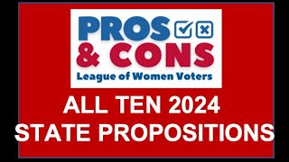 ALL 10 CA State Propositions  Pros and Cons [upl. by Pacifa]