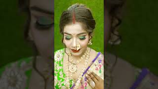 Maharashtrian Bridal Makeup  colourful eye makeup [upl. by Mittel]