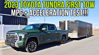 First Tow With My 2023 Toyota Tundra Limited How Good Is MPG And Acceleration Towing 9000 Pounds [upl. by Maxie510]