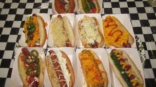 10 FULLY LOADED Gourmet HOT DOGS Challenge [upl. by Latini]