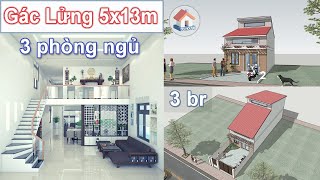 Mẫu nhà cấp 4 gác lửng 3 phòng ngủ 5x13m thiết kế đẹp [upl. by Norud805]