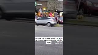 Trump flag wavers invade Kamala Harris corner Dem men go running leaving their wives behind [upl. by Kama]