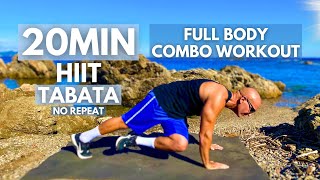 TABATA HIIT 20MIN  COMBO WORKOUT  Tabata 3010  NO REPEAT FULL BODY 💪 [upl. by Ettenahc]