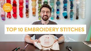 Embroidery for beginners  TOP 10 stitches [upl. by Siseneg]