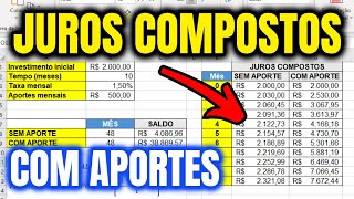 Como calcular Juros Compostos com Aportes mensais no excel [upl. by Mehs437]