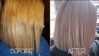 How to tone brassy hair with Wella T14 amp 050 [upl. by Dnumyar283]