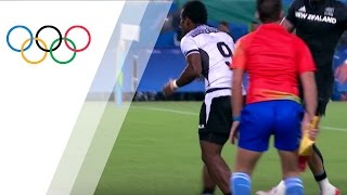 Fiji bounces back to beat New Zealand in Rugby Sevens quarterfinals [upl. by Namsaj234]