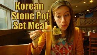 Eating Korean Set Meal Stone Pot Hanjeongsik 한정식 韓定食 on Valentines Day in Korea [upl. by Suckow400]