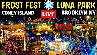 🎄 Frost Fest and Tree Lighting Luna Park Coney Island Brooklyn Opening Night LIVE [upl. by Aliwt]