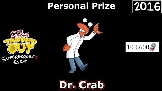 TSTO  Superheroes 2 Event  Dr Crab  Personal Prize [upl. by Jaban324]