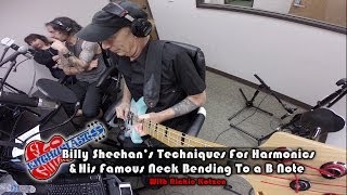 Billy Sheehan Shows How To Get Harmonics and Neck Bending on a Bass on Flo Guitar Enthusiasts [upl. by Esther57]