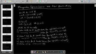 11 Supremum infimum maxima minima Real Analysis  Analisis Riil [upl. by Anirroc496]