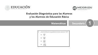 Examen diagnóstico primero secundaria ¿Cuál es la fracción equivalente al número decimal 1257 [upl. by Amsirak]