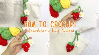 Tutorial  How to crochet strawberry bag charm 🍓🍓 [upl. by Ajdan]