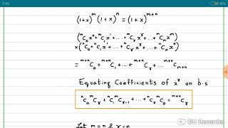 Deriving vandermondes identity [upl. by Hcone719]