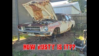 Moving the HQ Holden and assessing rust [upl. by Leiuqese835]