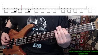 Boulevard Of Broken Dreams by Green Day  Bass Cover with Tabs PlayAlong [upl. by Damali]