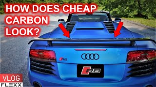 R8 Mods CARBON WING amp CANARDS installed on Gen1 Audi R8 [upl. by Aterg398]