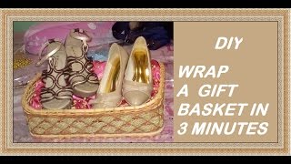 DIY WRAP A GIFT BASKET IN 3 MINUTES  MEMBUAT PARCEL SEPATU DALAM 3 MENIT [upl. by Asher490]