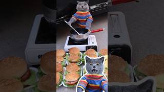 Dont Waste🚫 Turn Ham Into Delicious Food😊🍔 funnycat catmemes trending [upl. by Jabon]