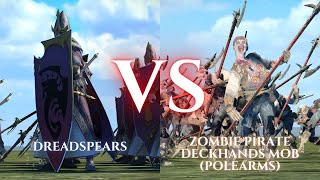 WARHAMMER III Total War  Dreadspears VS Zombie Pirate Deckhands Mob Polearm [upl. by Einwahs126]