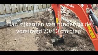 fundering uitbouw 3m uitgraven [upl. by Gilba279]