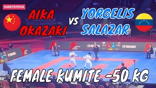 Aika OKAZAKI vs Yorgelis SALAZAR  Bronze Fight  WKF WORLD KARATE CHAMPIONSHIPS 2023 [upl. by Ennoirb]