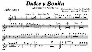 dulce y bonita marinera norteña partitura saxo alto 🎷🎷🥁🎼 [upl. by Okuy]