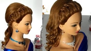 Prom hairstyle with 4 strand braid for long hair [upl. by Newel]