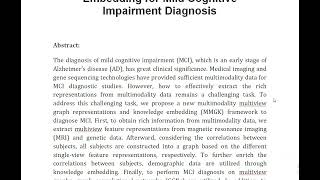 MMGK Multimodality Multiview Graph Representations and Knowledge Embedding for Mild Cognitive Impair [upl. by Lepley]