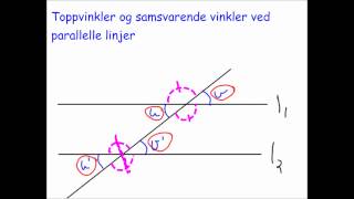 Toppvinkler og samsvarende vinkler ved parallelle linjer [upl. by Goles]