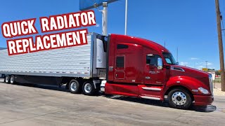 Kenworth T680 quick radiator replacement Trucking life [upl. by Aurel811]