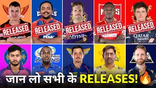 IPL 2024  All 10 Teams RELEASE Players List  IPL Auction 2024  IPL 2024 Released Players [upl. by Rinum]