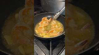 CAMARÃO AO ALHO Garlic Shrimp being made at Churraqsqueira Bairrada in Mineola NY DEVOURPOWER [upl. by Shultz]