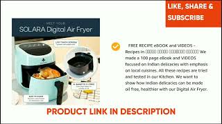 SOLARA Xtra Large Digital Air Fryer for Home Kitchen with 8 Pre set modes for Indian cooking [upl. by Ettenwahs]