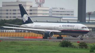 AeroMexico Boeing 767200ER XAOAM  Narita International Airport RWY16R [upl. by Mollie]