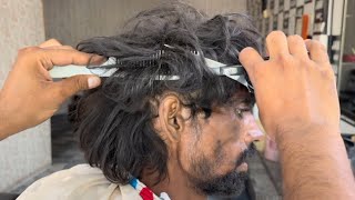 Homeless Man Became A Model  INSANE HAIR TRANSFORMATION  Long to Short Haircut  ASMR [upl. by Micco]