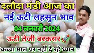 दलौदा मंडी 4 जनवरी 2024 का नई ऊटी लहसुन का भावnew ooty garlic rate today daldoa nai lahsun ka bhav [upl. by Pallas]