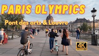 Paris Olympics France 🇫🇷 Paris Walk 2024  Pont Des Arts amp Louvre  Paris Olympic 4K HDR [upl. by Carnay]