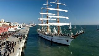 Nave Sagres ripercorre la rotta di Magellano intorno al globo [upl. by Nytnerb803]